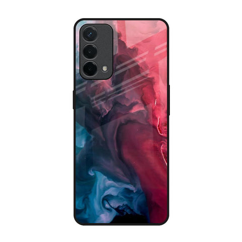 Blue & Red Smoke Oppo A74 Glass Back Cover Online