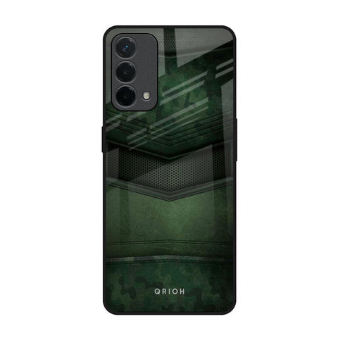 Green Leather Oppo A74 Glass Back Cover Online
