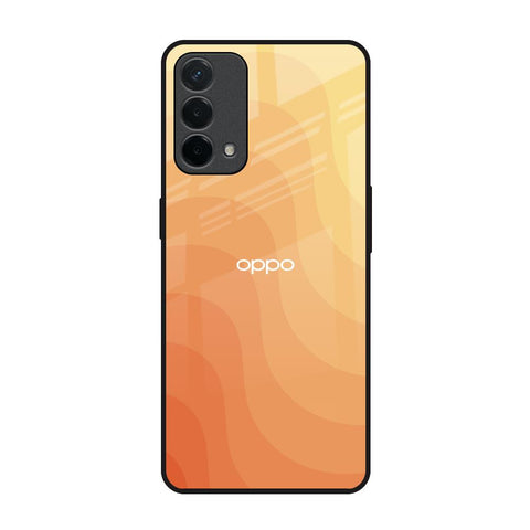 Orange Curve Pattern Oppo A74 Glass Back Cover Online
