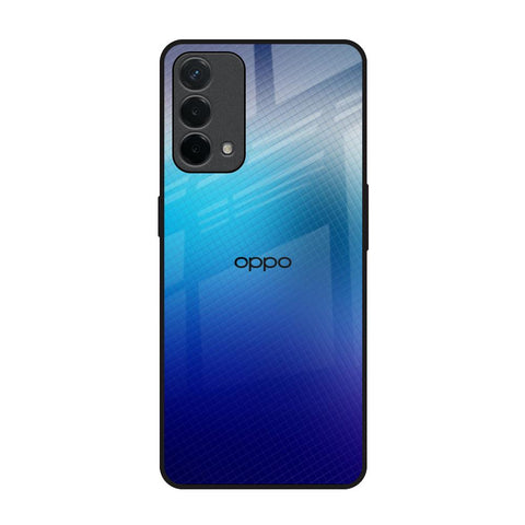 Blue Rhombus Pattern Oppo A74 Glass Back Cover Online