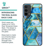 Turquoise Geometrical Marble Glass Case for Oppo A74