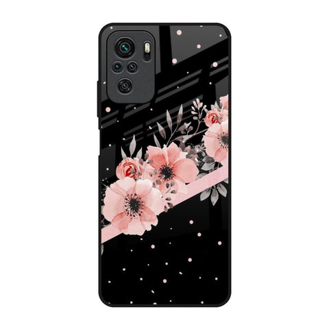 Floral Black Band Redmi Note 10S Glass Back Cover Online