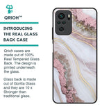 Pink & Gold Gllitter Marble Glass Case for Redmi Note 10S