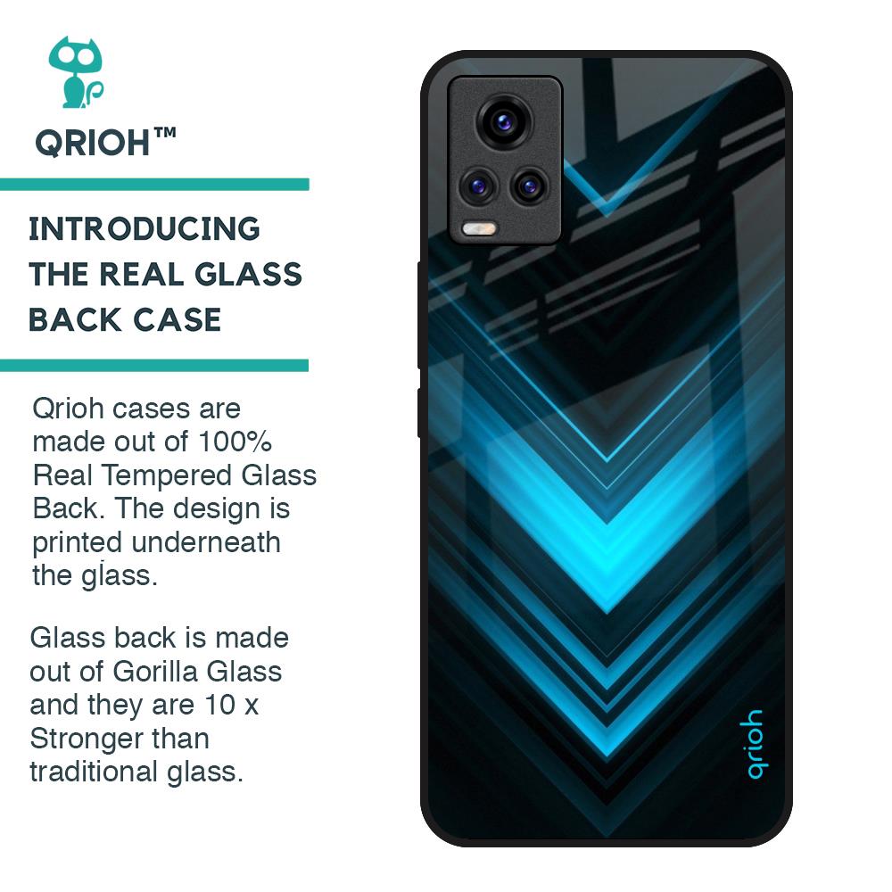 Vertical Blue Arrow Glass Case For Vivo Y73