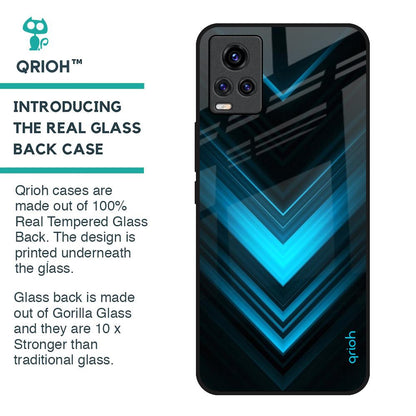 Vertical Blue Arrow Glass Case For Vivo Y73