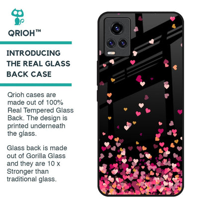 Heart Rain Fall Glass Case For Vivo Y73