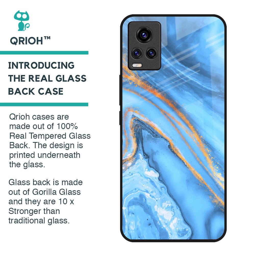 Vibrant Blue Marble Glass Case for Vivo Y73