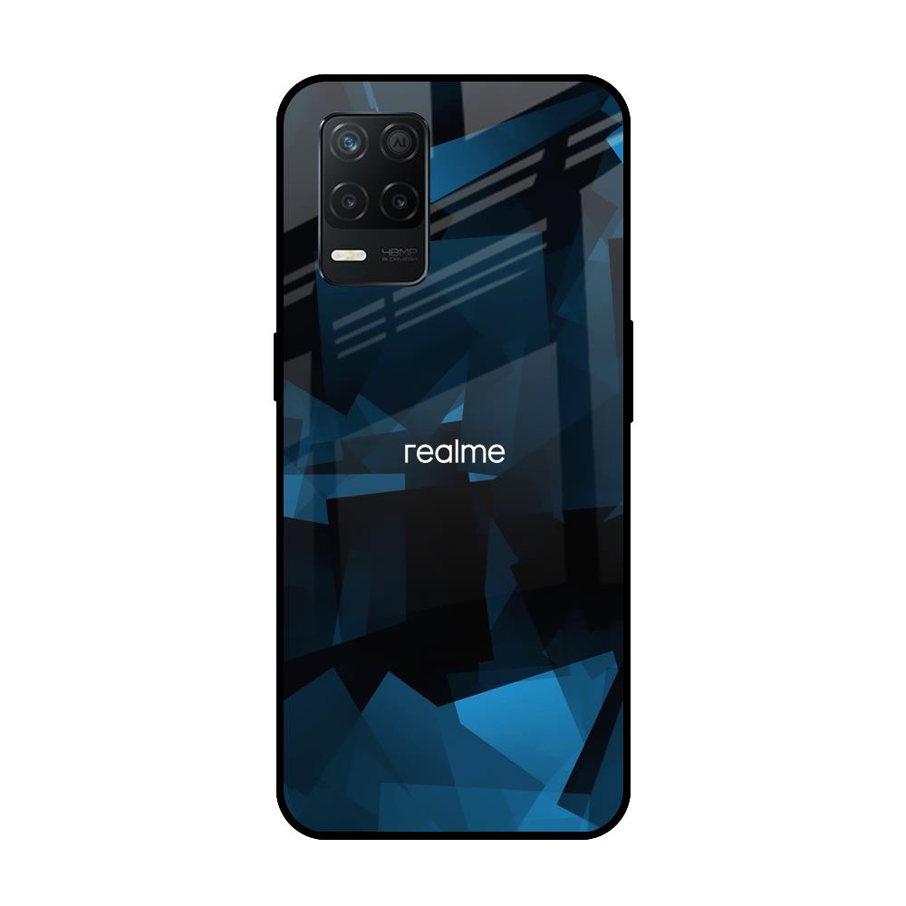 Polygonal Blue Box Realme 8 5G Glass Back Cover Online