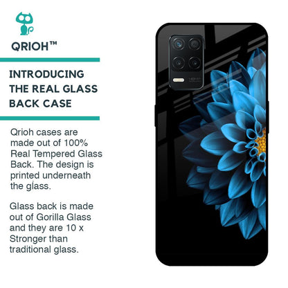 Half Blue Flower Glass Case for Realme 8 5G