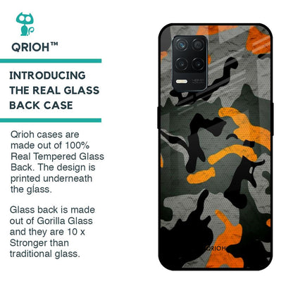 Camouflage Orange Glass Case For Realme 8 5G