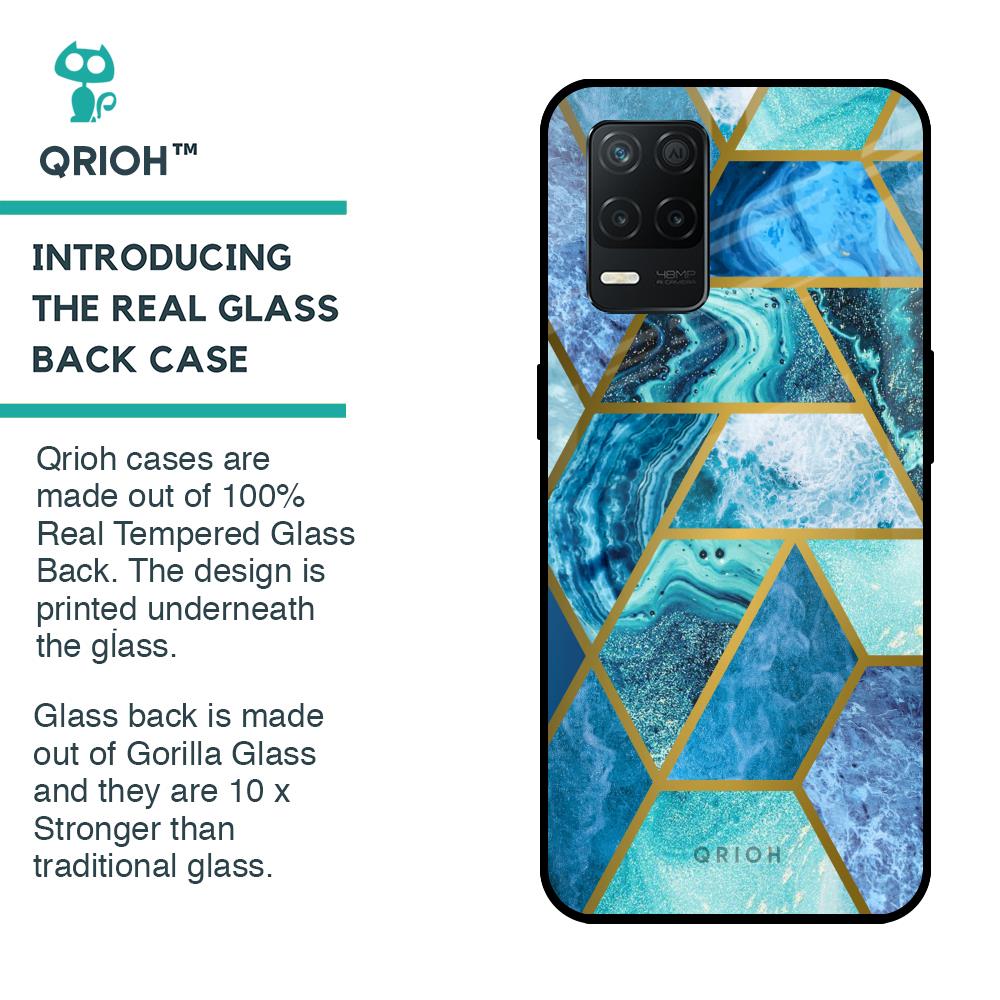 Turquoise Geometrical Marble Glass Case for Realme 8 5G