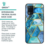 Turquoise Geometrical Marble Glass Case for Realme 8 5G