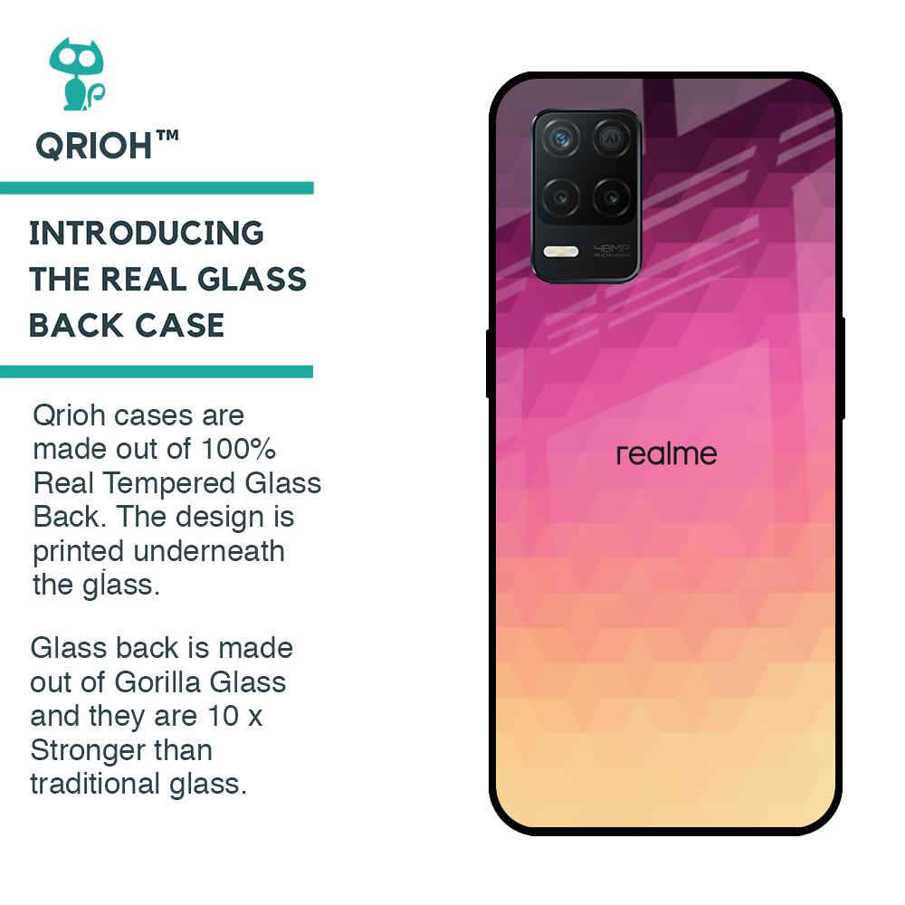 Geometric Pink Diamond Glass Case for Realme 8 5G