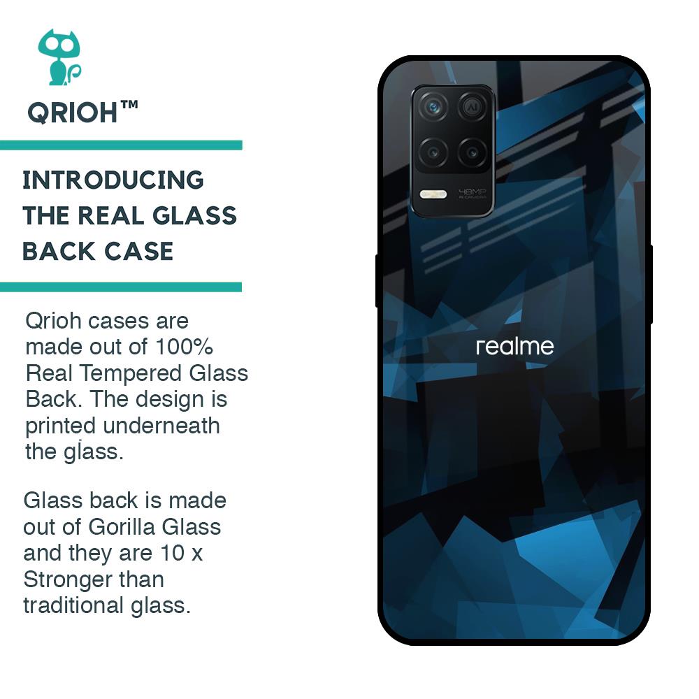 Polygonal Blue Box Glass Case For Realme 8 5G