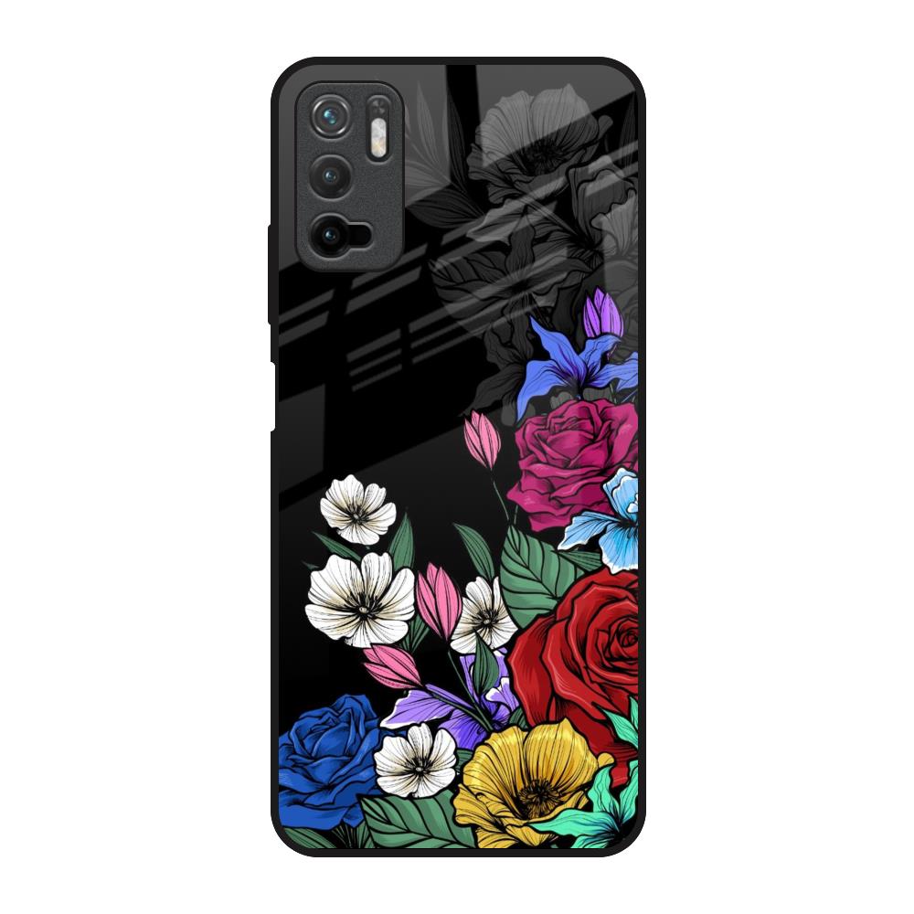 Rose Flower Bunch Art Poco M3 Pro Glass Back Cover Online