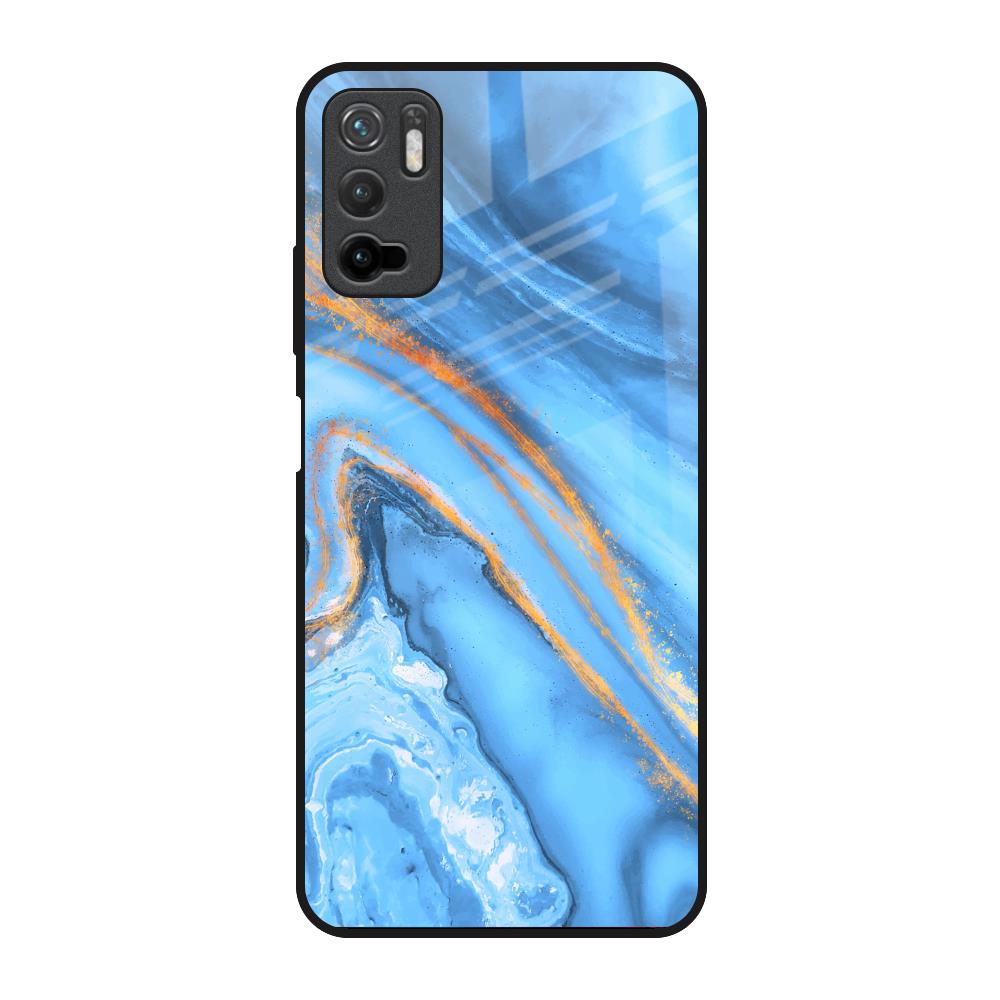 Vibrant Blue Marble Poco M3 Pro Glass Back Cover Online