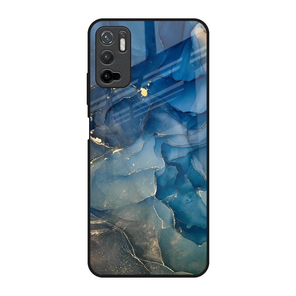 Blue Cool Marble Poco M3 Pro Glass Back Cover Online