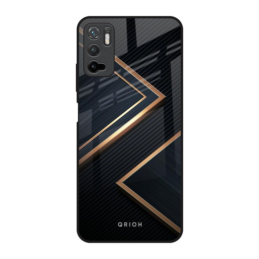 Sleek Golden & Navy Poco M3 Pro Glass Back Cover Online