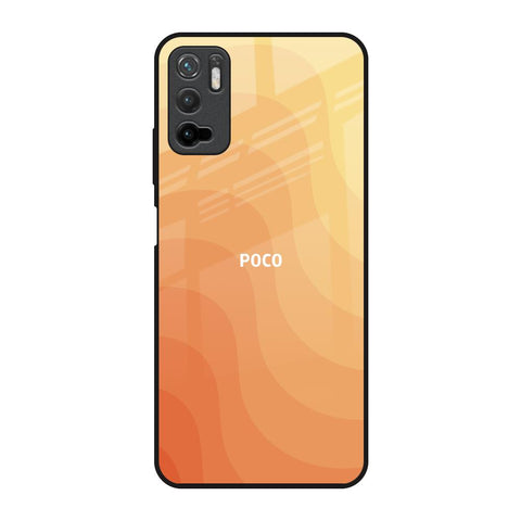 Orange Curve Pattern Poco M3 Pro Glass Back Cover Online