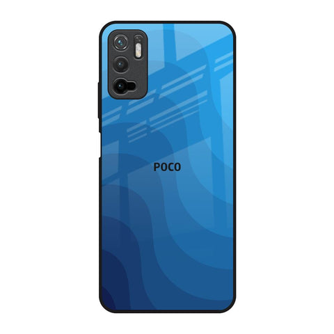 Blue Wave Abstract Poco M3 Pro Glass Back Cover Online