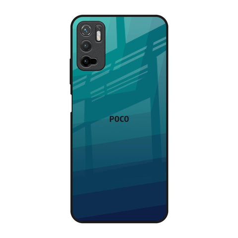 Green Triangle Pattern Poco M3 Pro Glass Back Cover Online