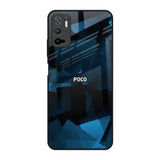 Polygonal Blue Box Poco M3 Pro Glass Back Cover Online