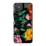 Flowers & Butterfly Poco M3 Pro Glass Back Cover Online