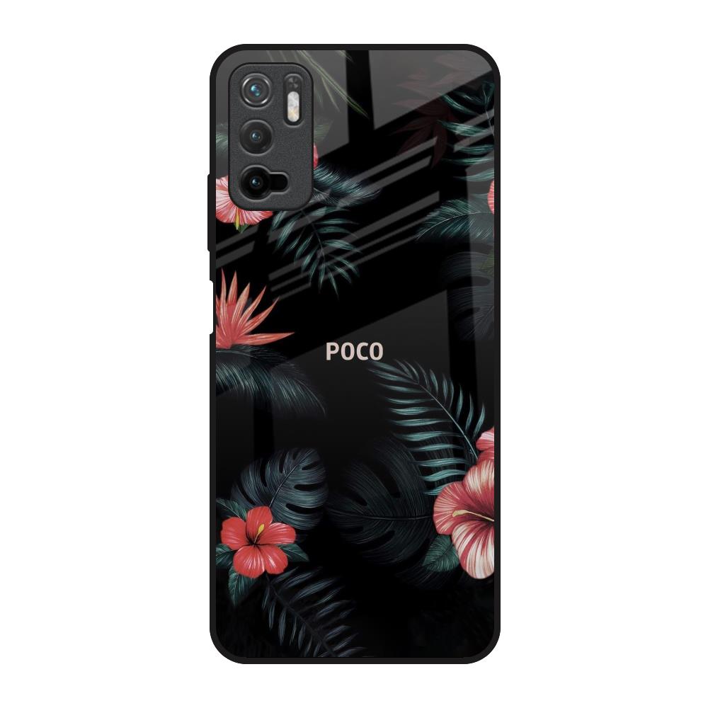 Tropical Art Flower Poco M3 Pro Glass Back Cover Online