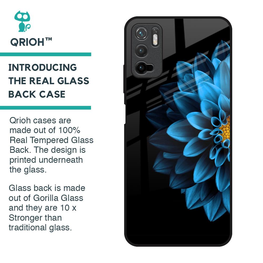 Half Blue Flower Glass Case for Poco M3 Pro