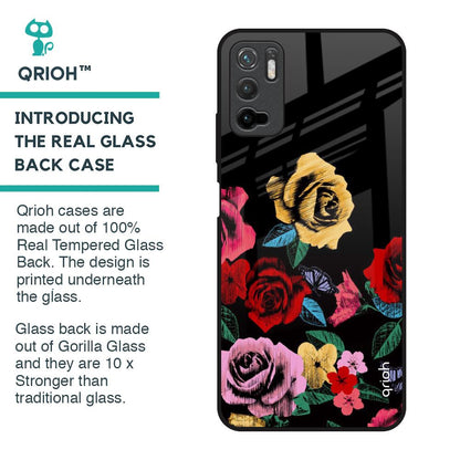 Floral Decorative Glass Case For Poco M3 Pro