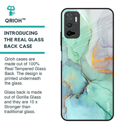 Green Marble Glass Case for Poco M3 Pro