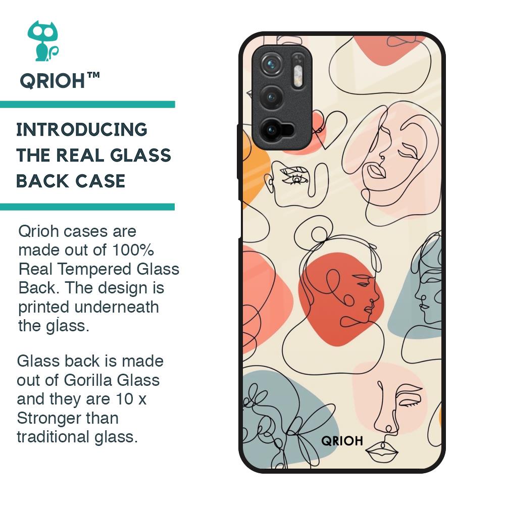 Abstract Faces Glass Case for Poco M3 Pro