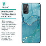 Blue Golden Glitter Glass Case for Poco M3 Pro