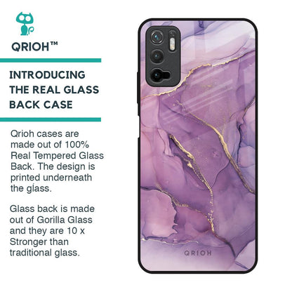 Purple Gold Marble Glass Case for Poco M3 Pro