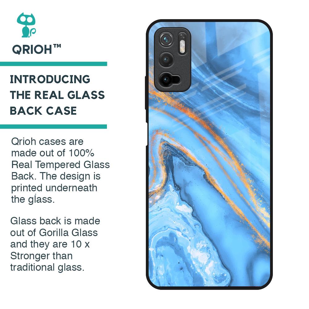 Vibrant Blue Marble Glass Case for Poco M3 Pro