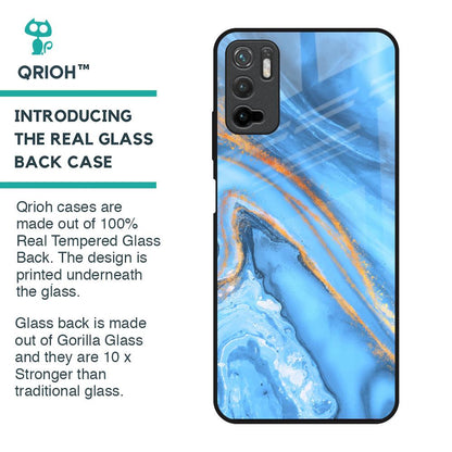 Vibrant Blue Marble Glass Case for Poco M3 Pro