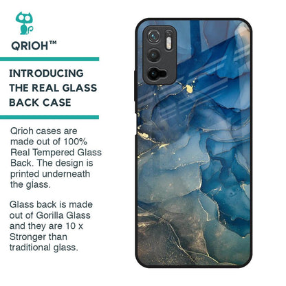 Blue Cool Marble Glass Case for Poco M3 Pro