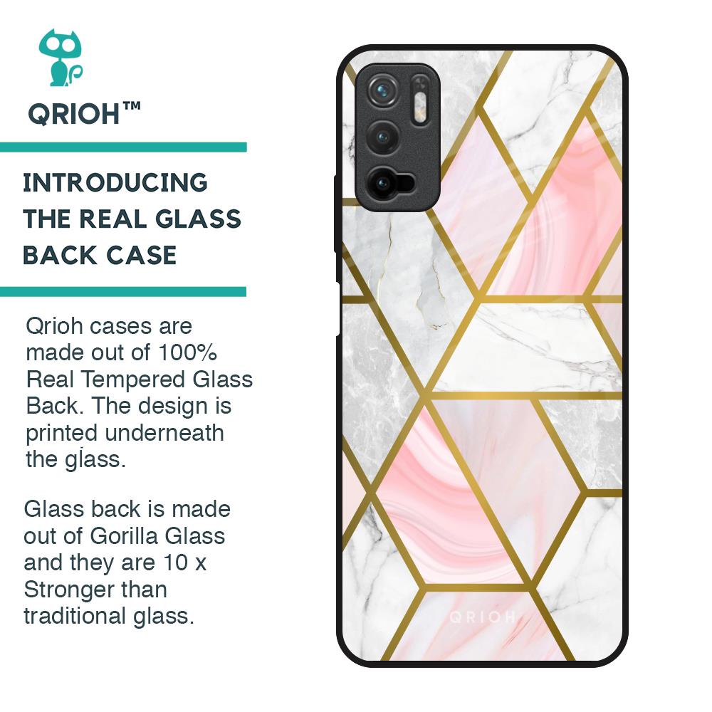Geometrical Marble Glass Case for Poco M3 Pro