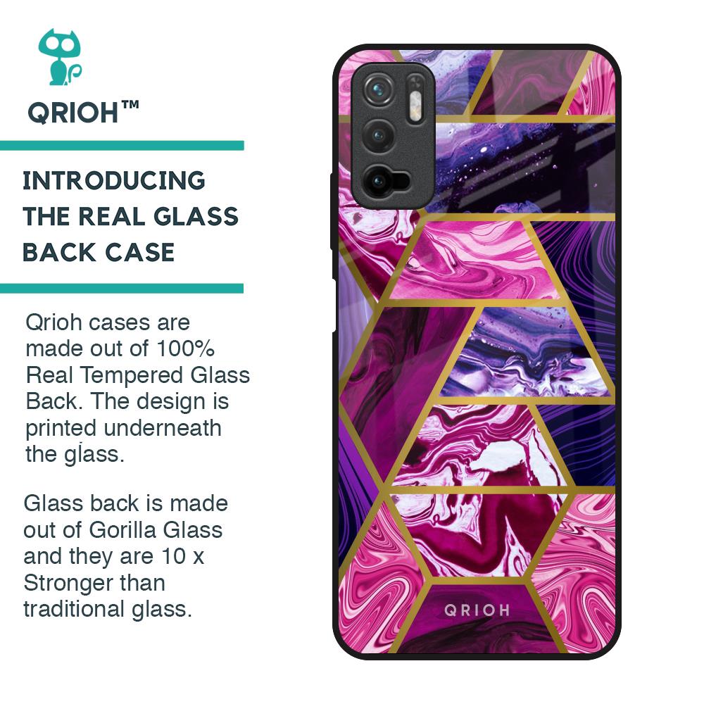 Electroplated Geometric Marble Glass Case for Poco M3 Pro
