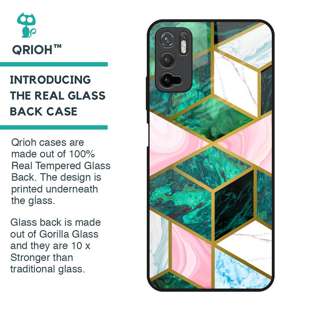 Seamless Green Marble Glass Case for Poco M3 Pro