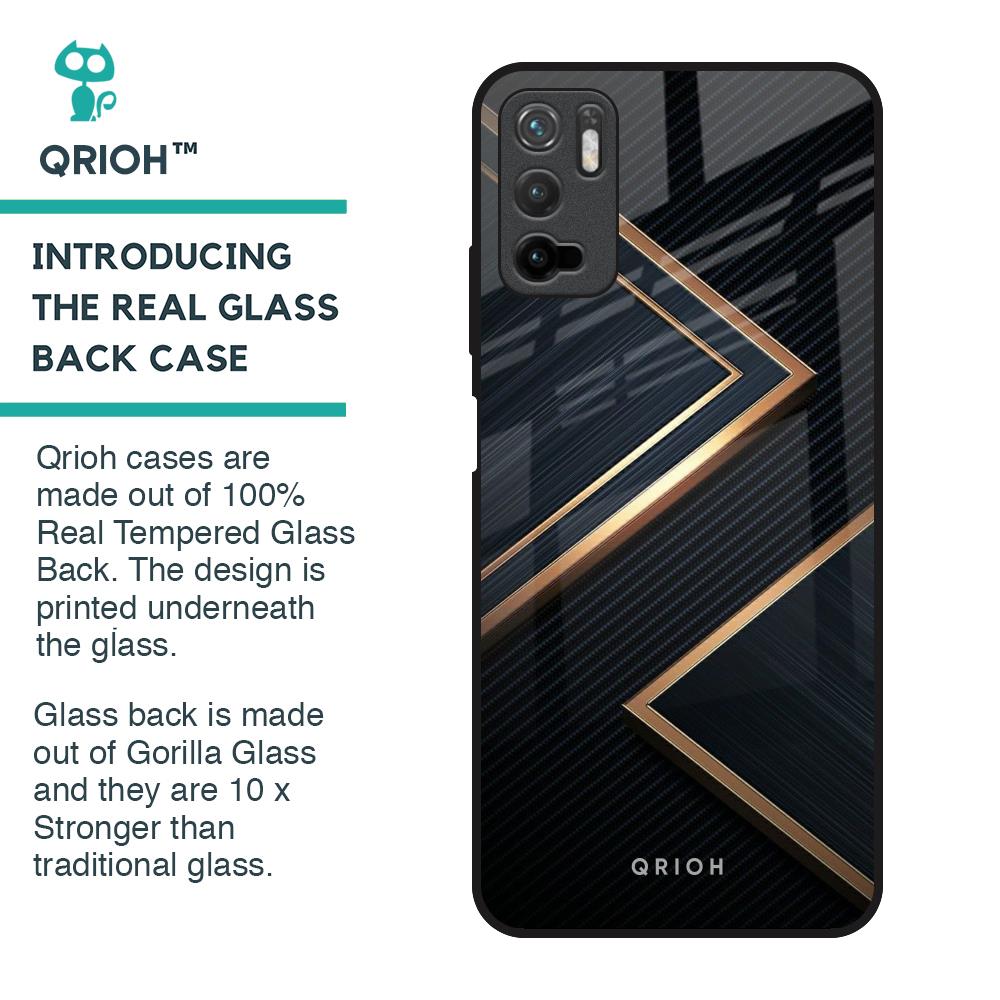 Sleek Golden & Navy Glass Case for Poco M3 Pro