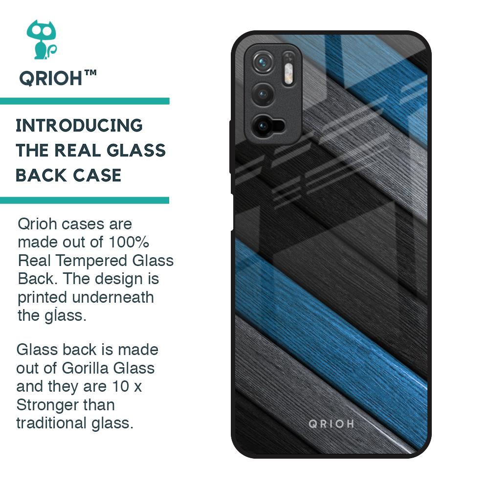 Multicolor Wooden Effect Glass Case for Poco M3 Pro