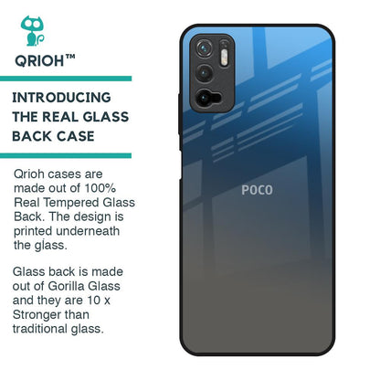 Blue Grey Ombre Glass Case for Poco M3 Pro