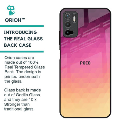 Geometric Pink Diamond Glass Case for Poco M3 Pro