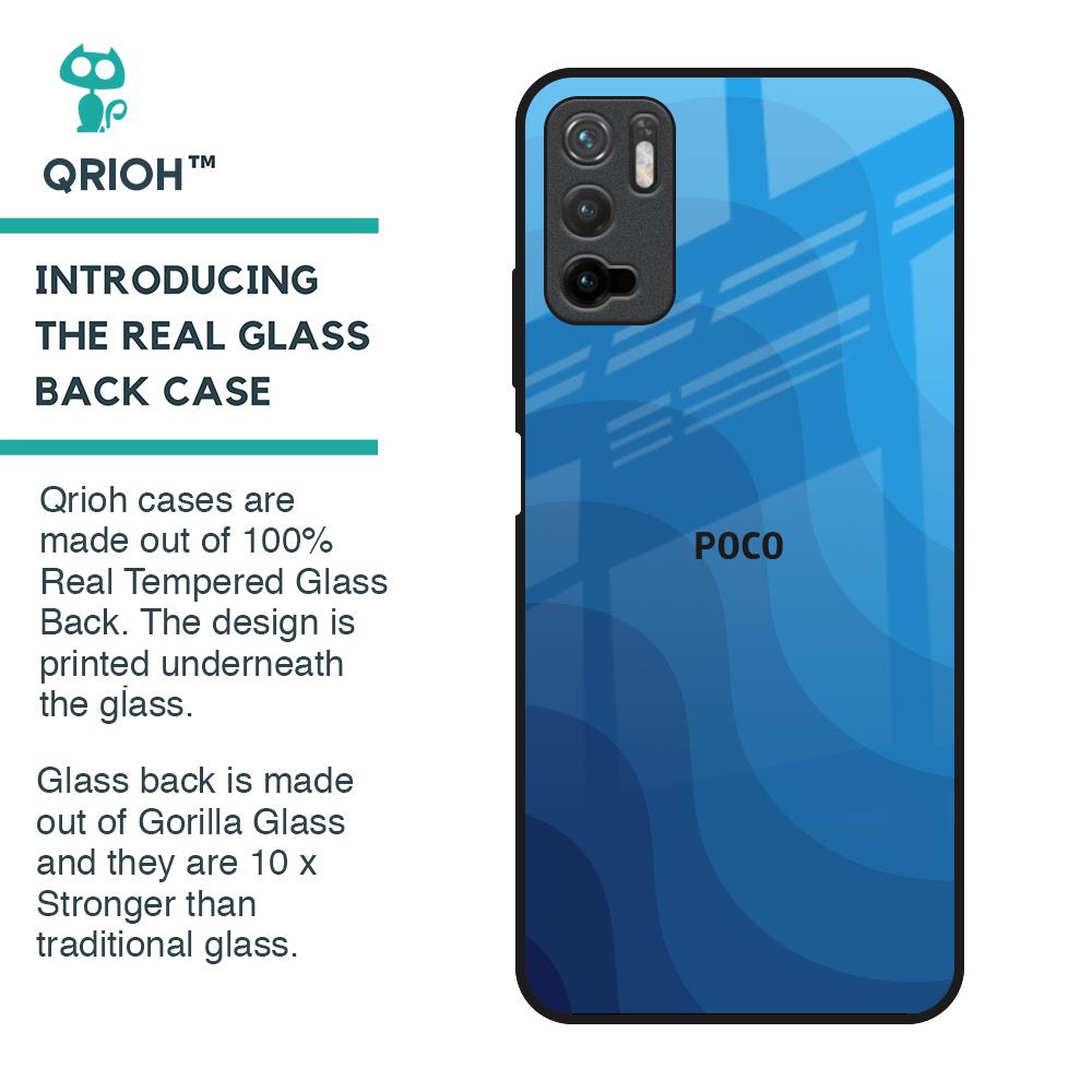 Blue Wave Abstract Glass Case for Poco M3 Pro