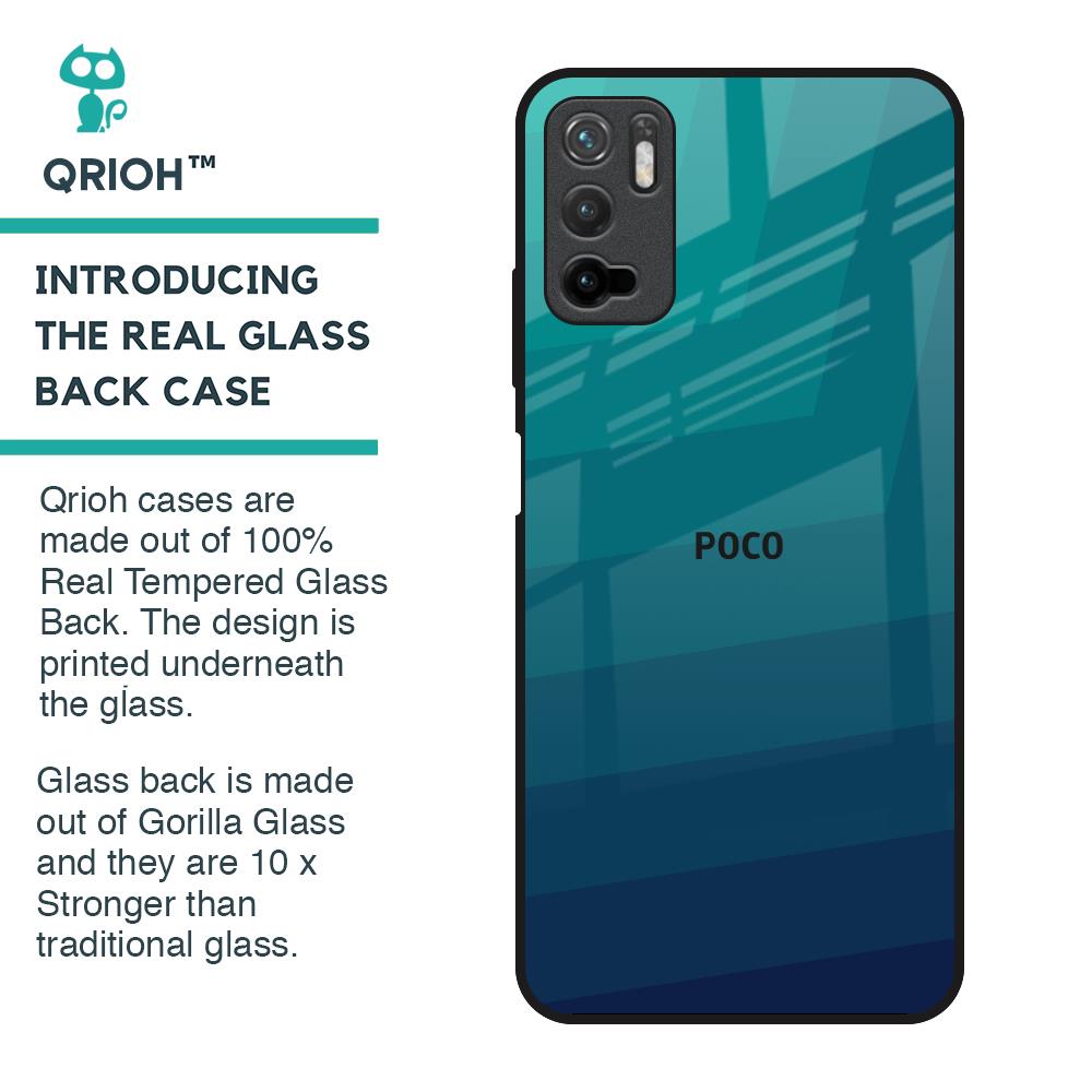 Green Triangle Pattern Glass Case for Poco M3 Pro