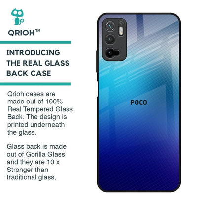 Blue Rhombus Pattern Glass Case for Poco M3 Pro