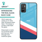 Pink & White Stripes Glass Case For Poco M3 Pro