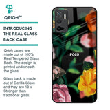 Flowers & Butterfly Glass Case for Poco M3 Pro