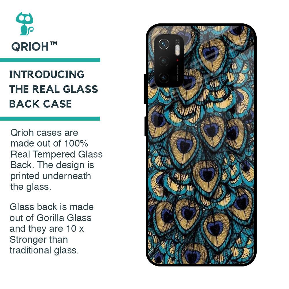 Peacock Feathers Glass case for Poco M3 Pro
